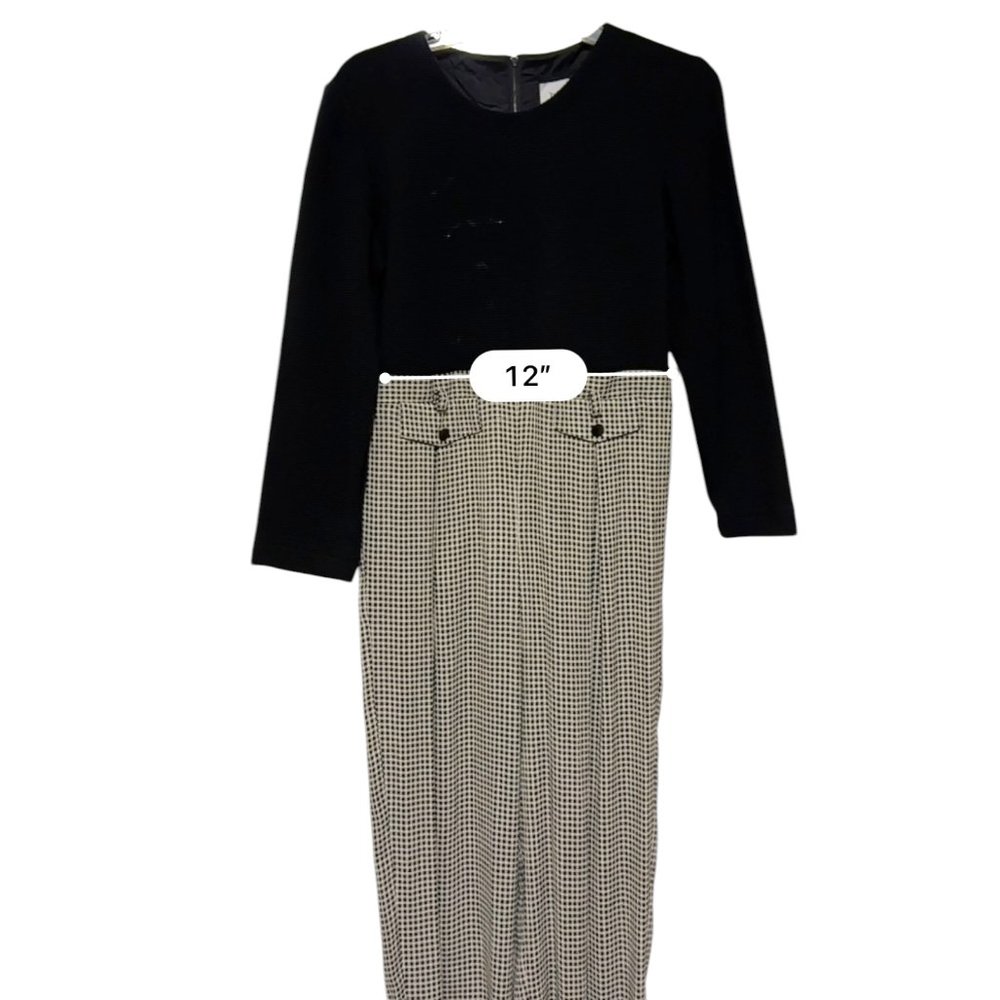 DJ Summers vintage jumpsuit ribbed top B/W plaid bottoms‎ Women's Petite sz 12P - Picture 7 of 10